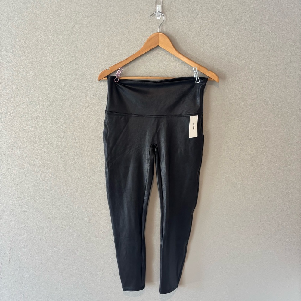 SPANX Women’s Faux‎ Leather Skinny Legging Black Size Petite XL NWT